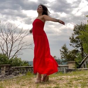 Leshop Red Strapless Maxi Dress Size Medium